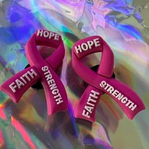 Breast Cancer Ribbon charms for Crocs 10 PC